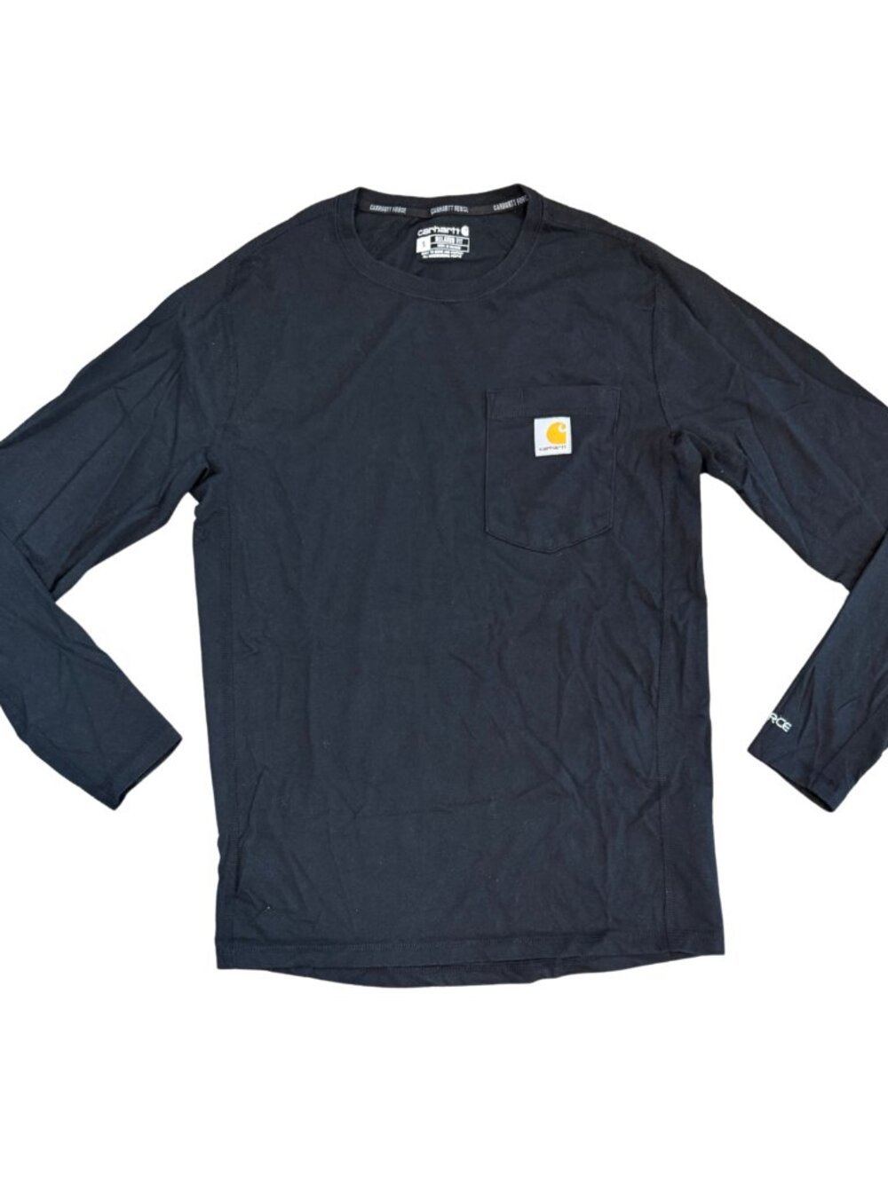 Carhartt Force Black Regular Fit Long Sleeve Pocket Tee Size Small